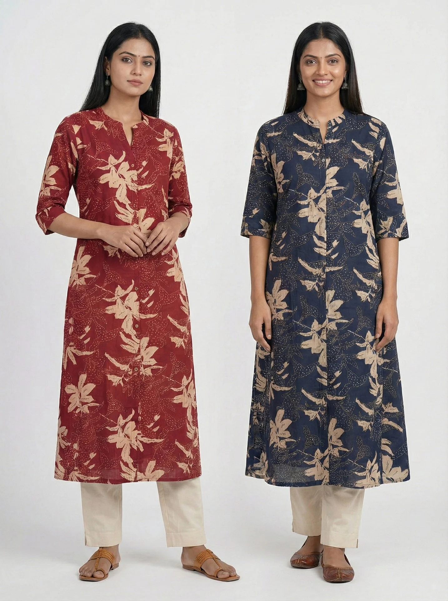 Maroon Modal Silk Floral Digital Print Kurta - Image 6